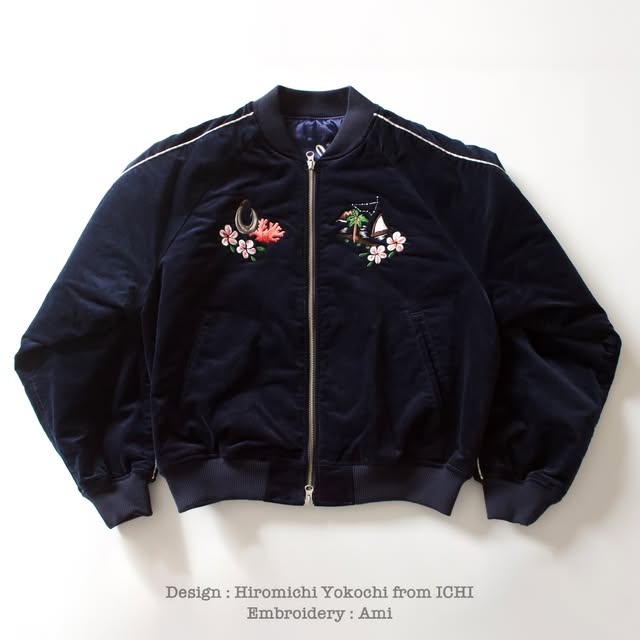 ワンポイント刺繍のスカジャン